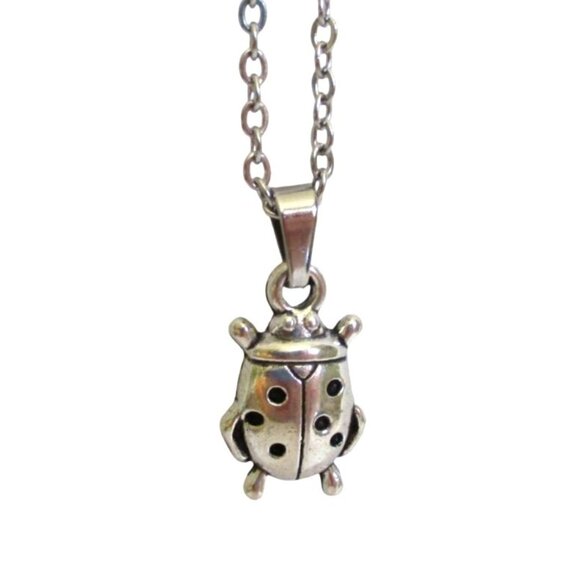 New Ladybug Pendant Necklace With 18" Stainless Chain Bug Nature Jewelry Gift - Picture 4 of 6